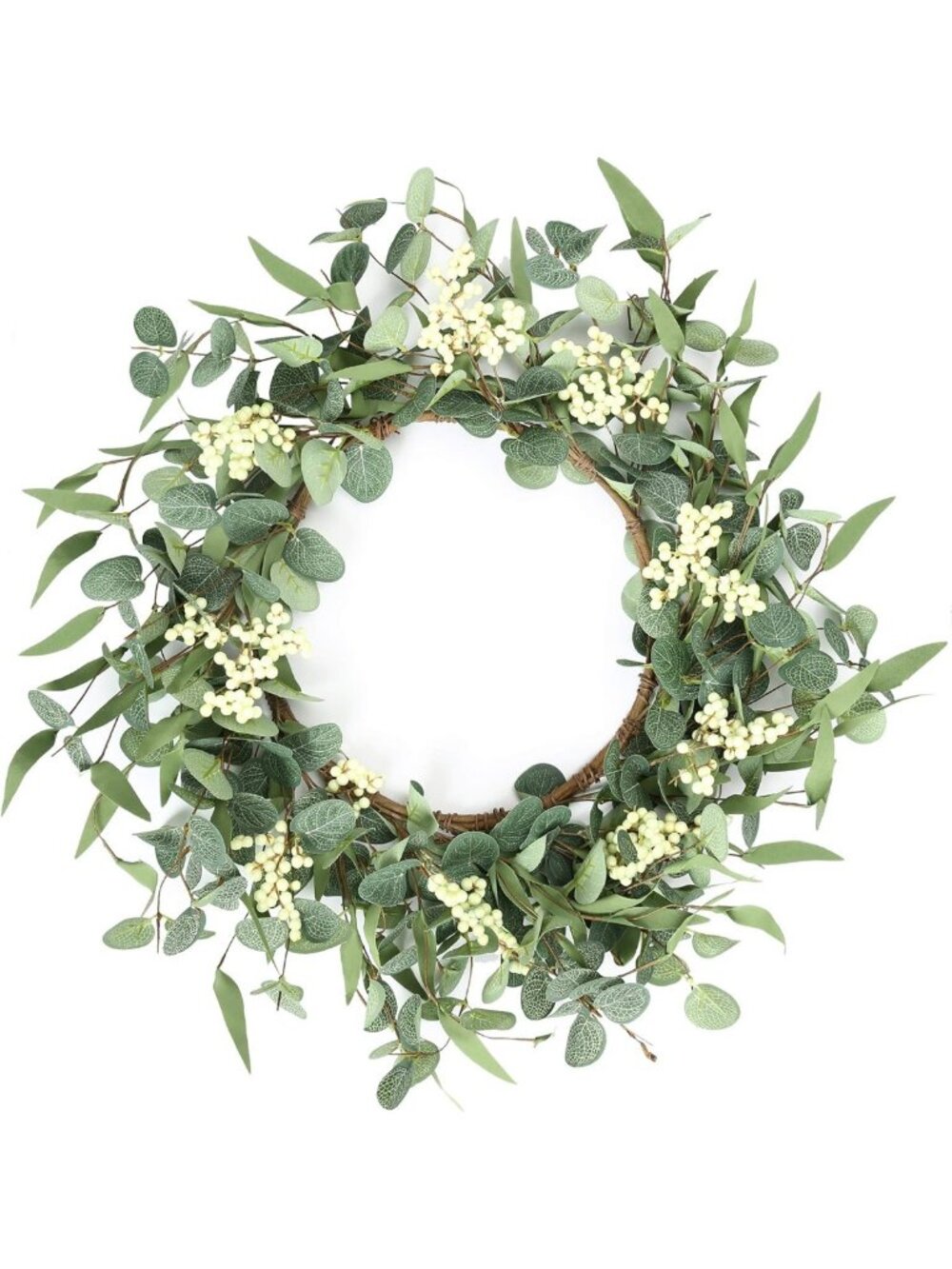 20" Eucalyptus Wreath for Front Door | Boho Farmhouse Decor, Year-Round Greenery